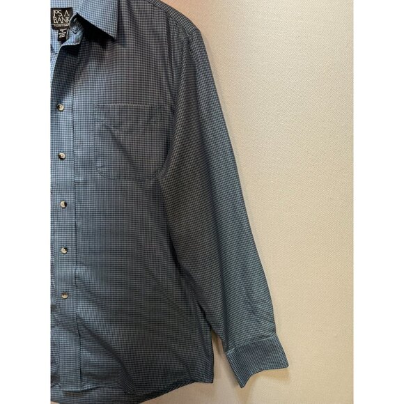 Joseph A Banks Men's Travelers Collection Tailored Fit Shirt Size M Blue Plaid - Picture 6 of 12